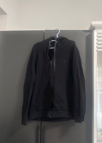 Erkek Siyah Fermuarlı Kapüşonlu hırka - Görsel 5