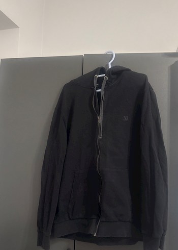 Erkek Siyah Fermuarlı Kapüşonlu hırka - Görsel 2