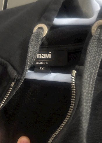 Erkek Siyah Fermuarlı Kapüşonlu hırka - Görsel 3