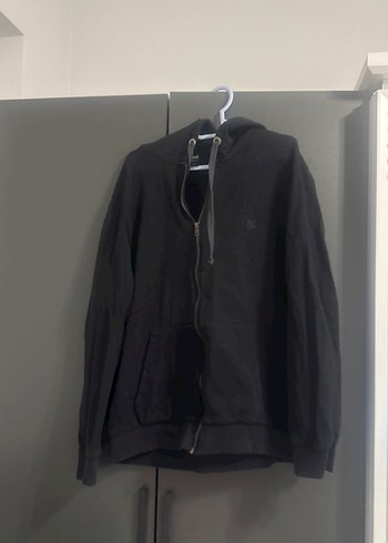 Erkek Siyah Fermuarlı Kapüşonlu hırka - Görsel 4