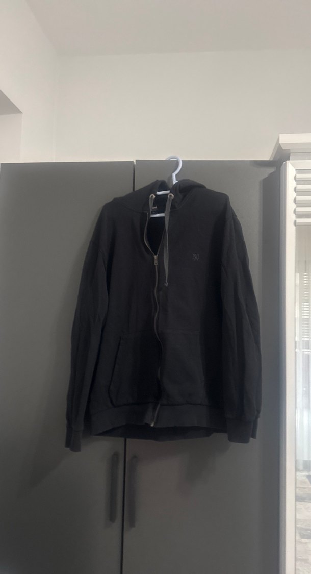 Erkek Siyah Fermuarlı Kapüşonlu hırka - Görsel 5