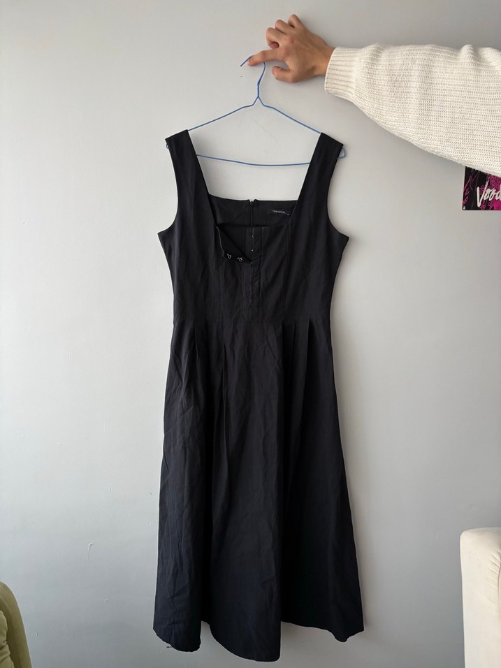 Düğmeli Siyah Kolsuz Hamile Tulum - Görsel 3