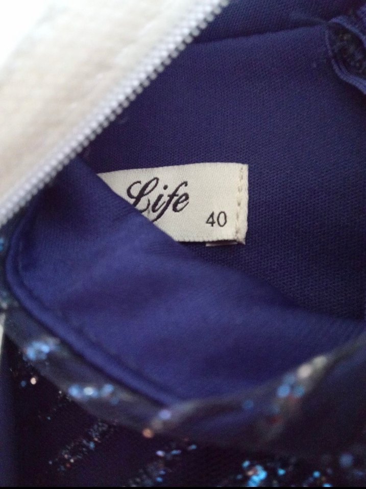 Uzun Kollu Lacivert Çiçek Desenli Abiye Elbise - Görsel 3