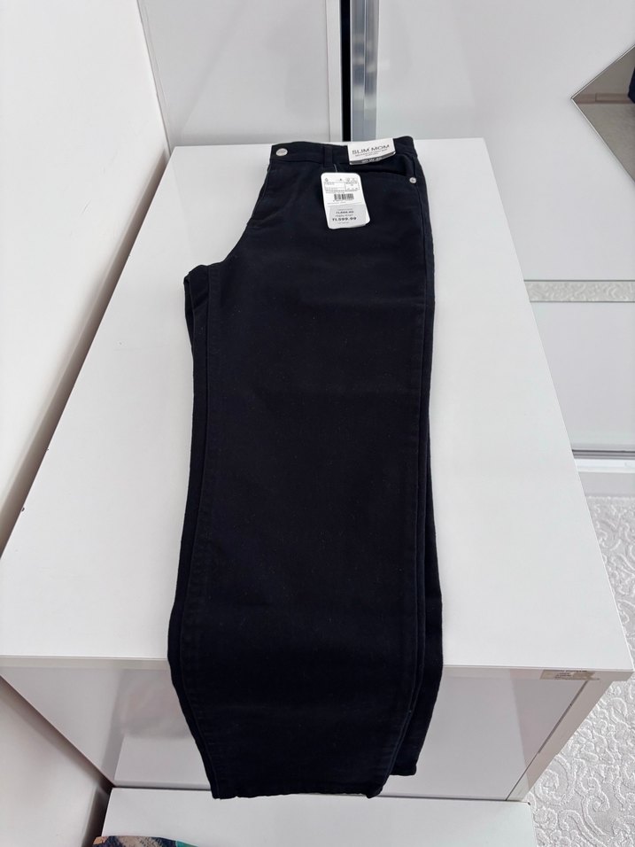 Siyah Denim Kadın Slim Mom Pantolon - Görsel 2