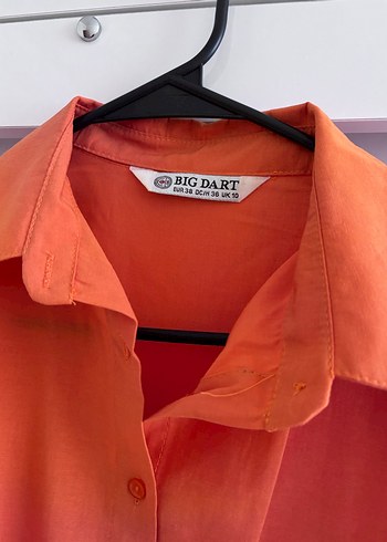 Turuncu Düğmeli Uzun Kollu Kadın Gömlek - Görsel 2