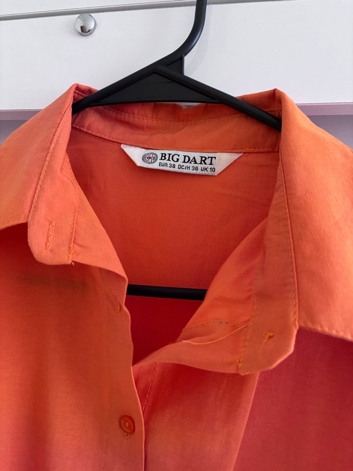 Turuncu Düğmeli Uzun Kollu Kadın Gömlek - Görsel 2