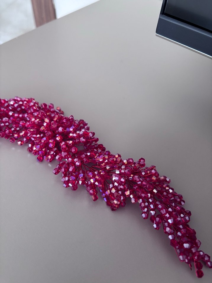 Pembe Boncuklu Kadın Saç Aksesuarı - Görsel 3