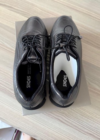 Gri Yılan Desenli Bağcıklı Kadın Spor Ayakkabı - Görsel 8