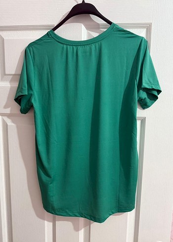 Yeşil Kısa Kollu Oversize Tişört - Görsel 5