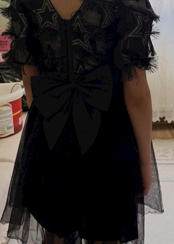 Barbie Jakarlı Siyah Kız Çocuk Elbise - Görsel 2