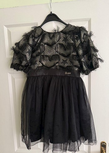 Barbie Jakarlı Siyah Kız Çocuk Elbise - Görsel 6