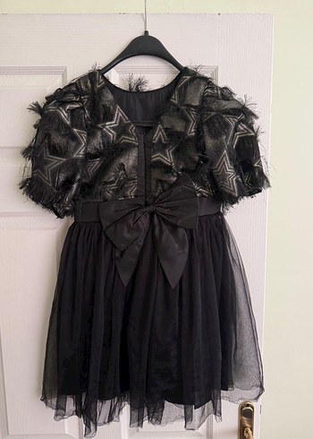 Barbie Jakarlı Siyah Kız Çocuk Elbise - Görsel 5