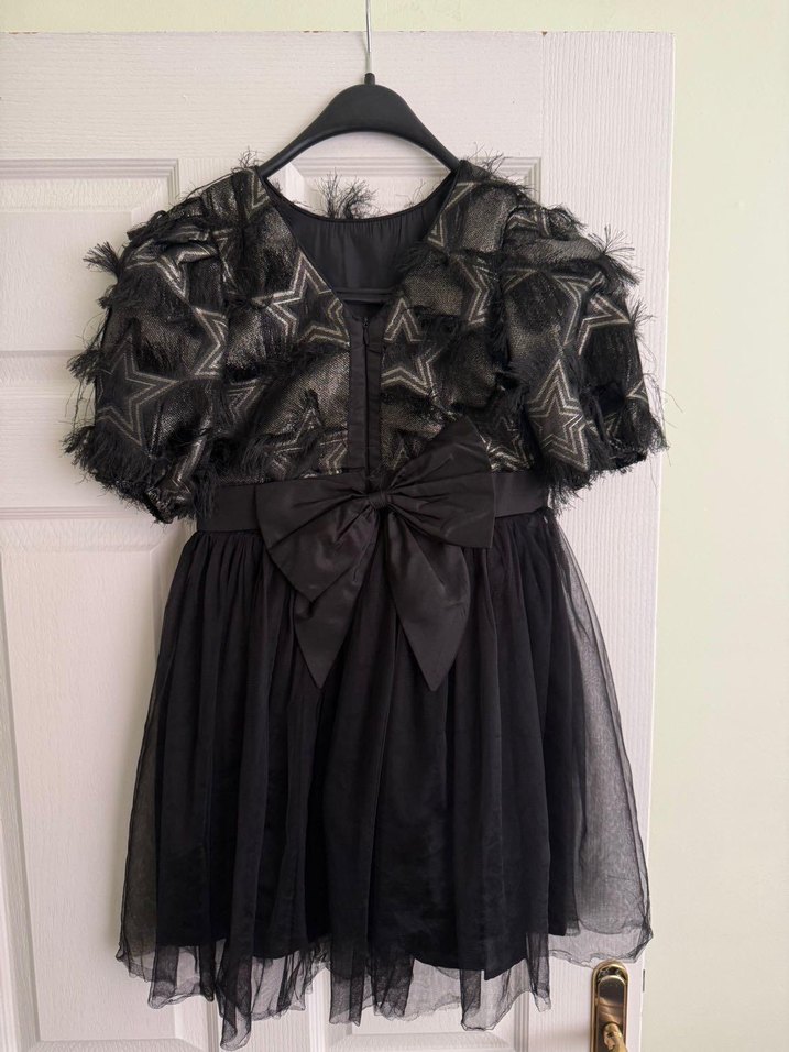 Barbie Jakarlı Siyah Kız Çocuk Elbise - Görsel 5