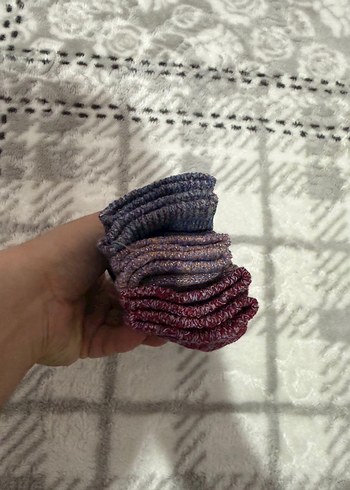 Mor Desenli Kadın Yün Çorap 3lü - Görsel 6