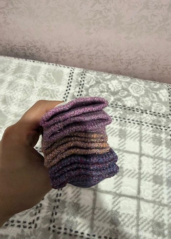 Mor Desenli Kadın Yün Çorap 3lü - Görsel 3