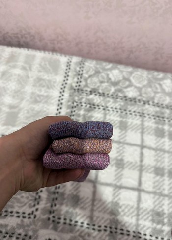 Mor Desenli Kadın Yün Çorap 3lü - Görsel 5