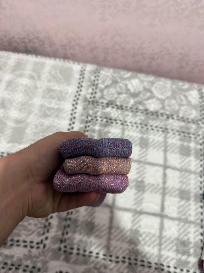 Mor Desenli Kadın Yün Çorap 3lü - Görsel 5