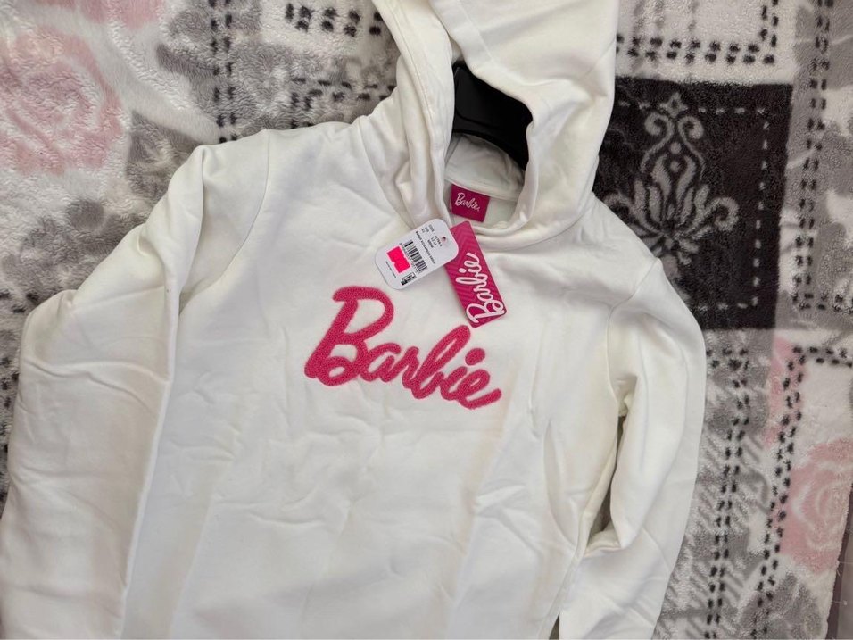 Beyaz Barbie Kapüşonlu Sweatshirt - Görsel 5