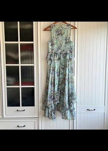 Bohem Tarz Turkuaz Uzun Askısız Elbise - Görsel 4