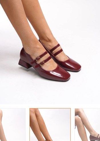 Bordo Rugan Kadın Kısa Topuklu Ayakkabı - Görsel 2