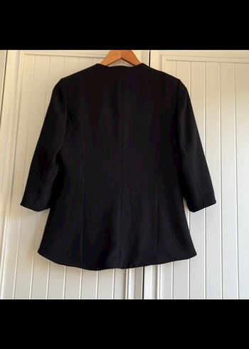 Siyah Kadın Ofis Blazeri, Düğmeli, Uzun Kollu - Görsel 4