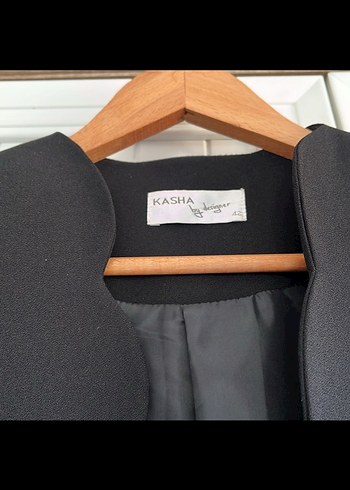 Siyah Kadın Ofis Blazeri, Düğmeli, Uzun Kollu - Görsel 2