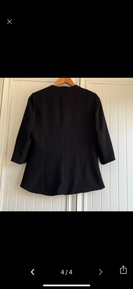 Siyah Kadın Ofis Blazeri, Düğmeli, Uzun Kollu - Görsel 4