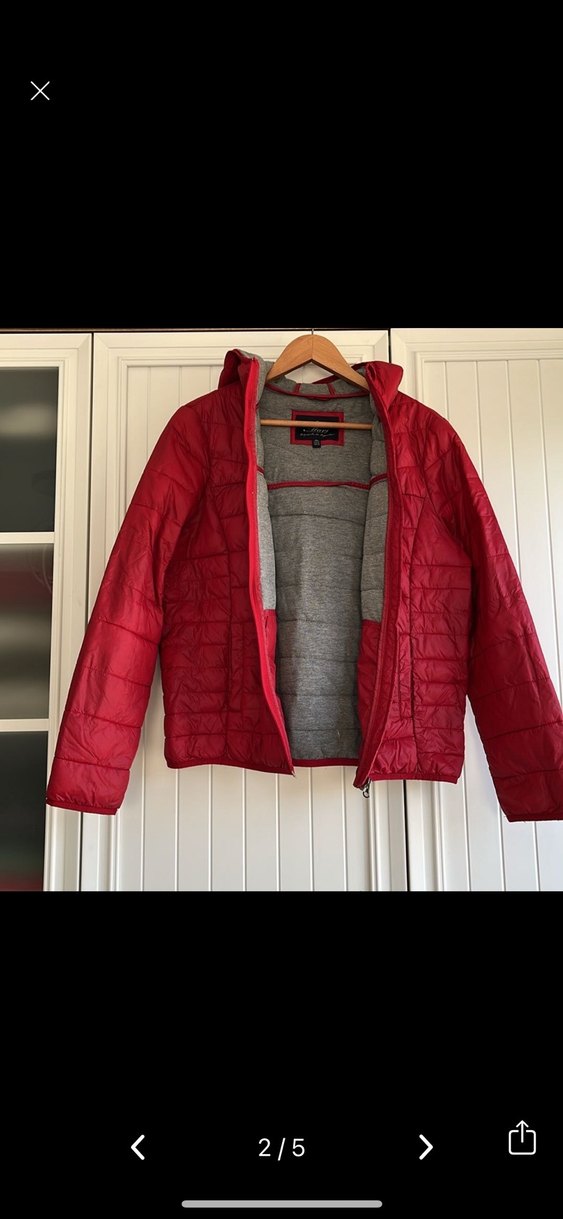 Koyu Kırmızı Fermuarlı Kadın Mont - Görsel 2