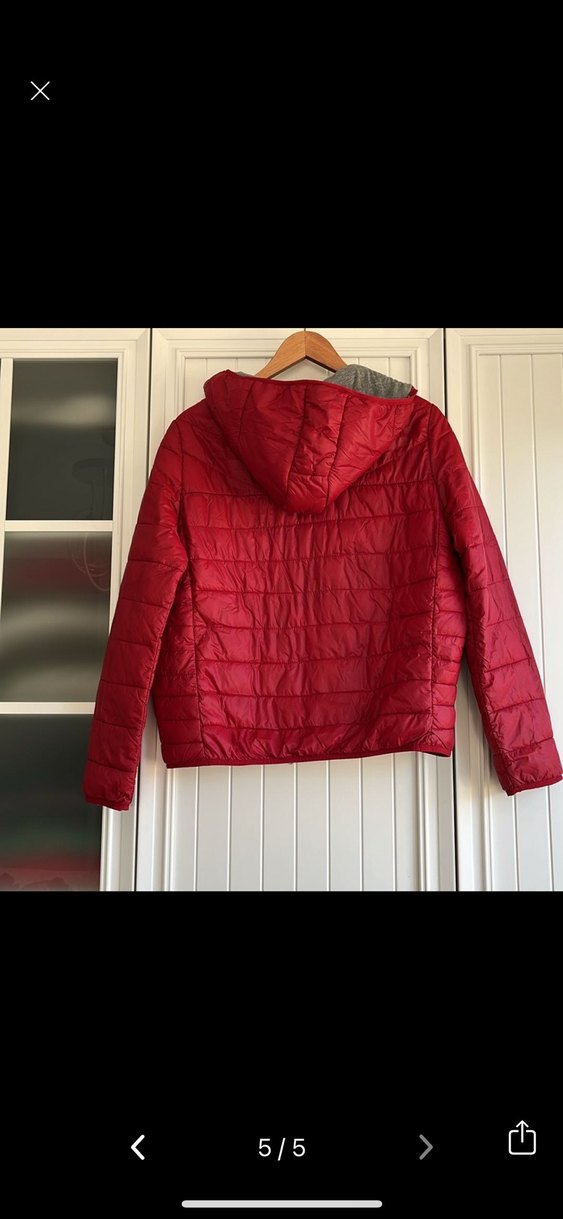 Koyu Kırmızı Fermuarlı Kadın Mont - Görsel 4