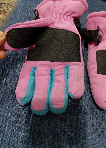Renkli Nakışlı kar eldiveni Kız Eldiveni Velcro - Görsel 3