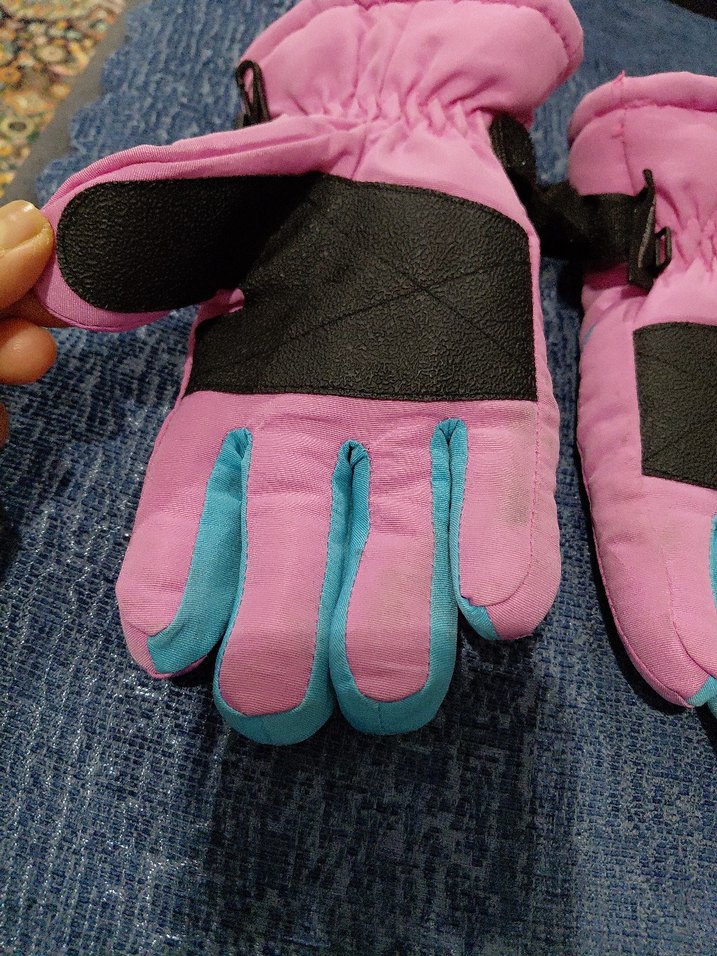Renkli Nakışlı kar eldiveni Kız Eldiveni Velcro - Görsel 3