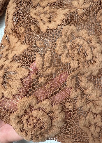 Dantel Detaylı Bohem Bej Kadın Bluz - Görsel 2