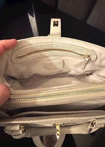 Vakko gri Deri Kadın Çanta - Görsel 5