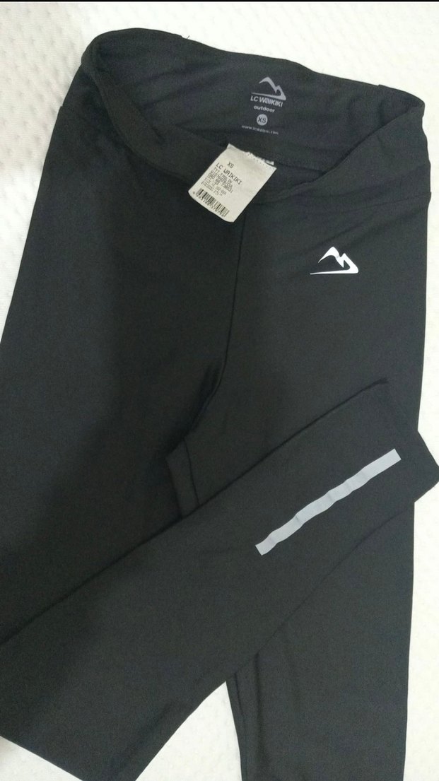 Siyah Kadın Spor Tayt Elastik Bel - Görsel 2