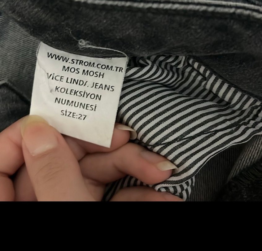 Gri Düğmeli Kadın Denim Pantolon - Görsel 2