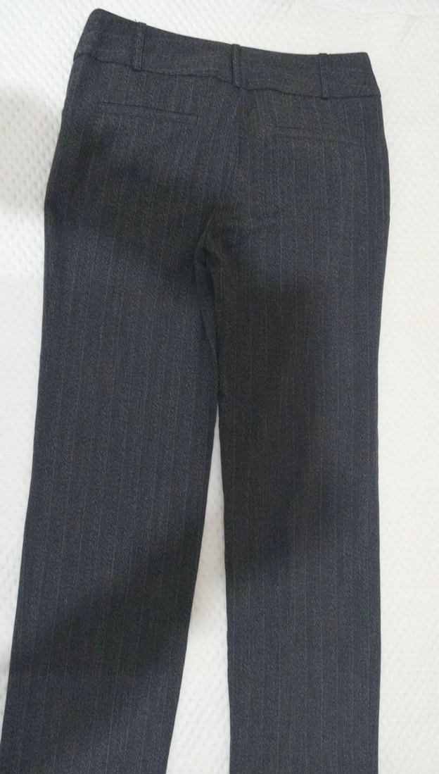 Kadın Gri Çizgili Kumaş Pantolon - Görsel 2