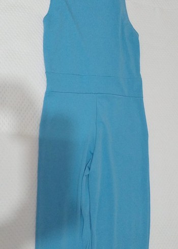 Mavi V Yakalı Kolsuz Kadın Tulum - Görsel 2