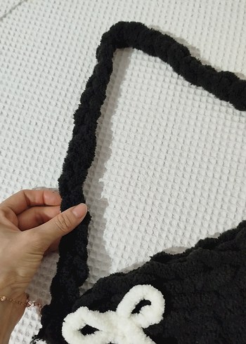 Siyah Örgü Kadın Çanta - Görsel 5