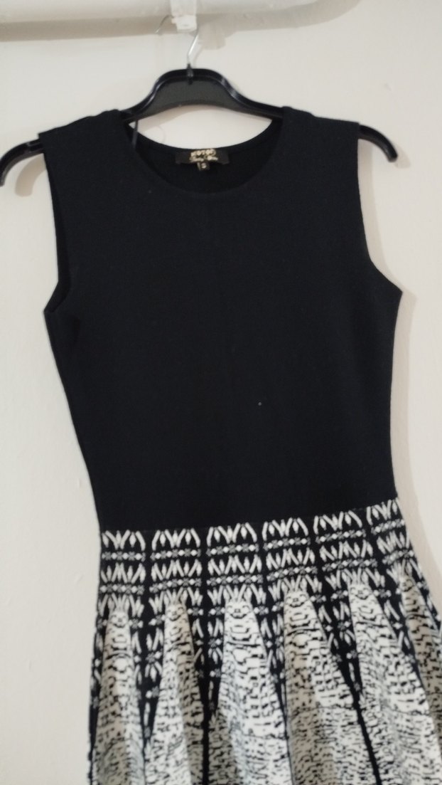 Kadın Siyah Zebra Desenli Uzun Triko Elbise - Görsel 2