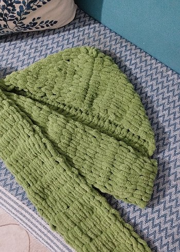 Hafif Yeşil Kadın Örgü Şal - Görsel 3