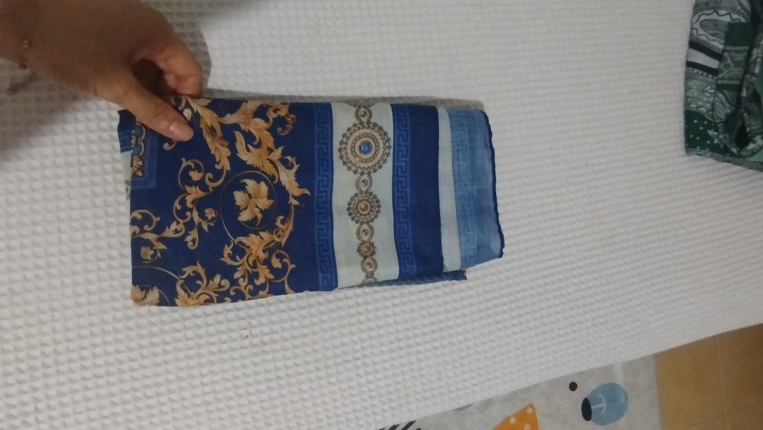 Zincir Detaylı Mavi Kadın Şal - Görsel 3