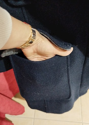 Düğmeli kadın lacıvert Kaban - Görsel 8