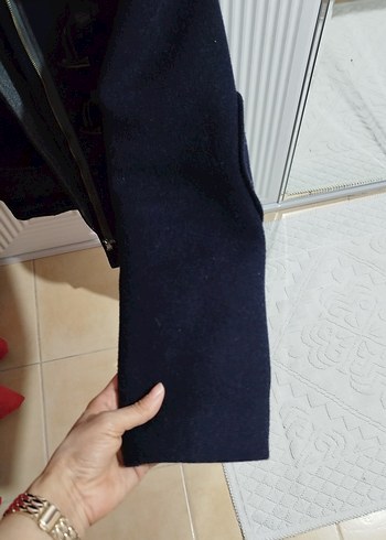 Düğmeli kadın lacıvert Kaban - Görsel 7