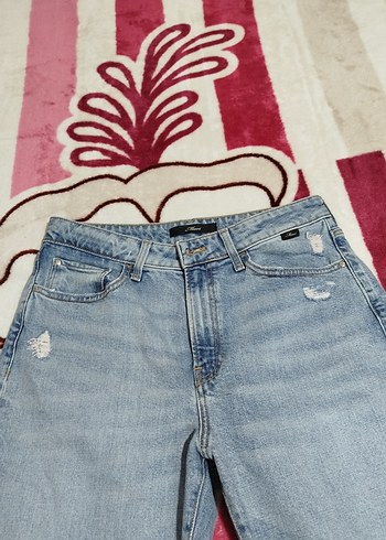Açık Mavi Bağcıklı Kadın Denim Pantolon - Görsel 3