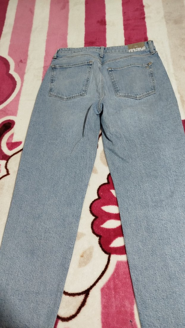 Açık Mavi Bağcıklı Kadın Denim Pantolon - Görsel 5