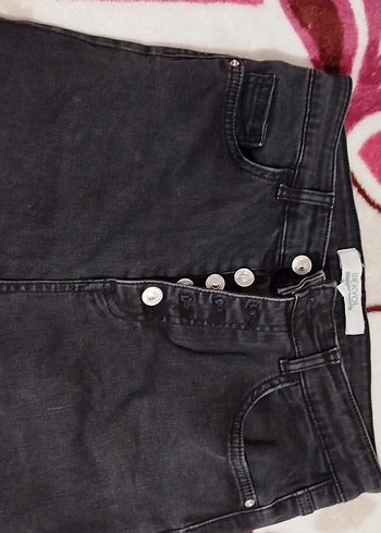 Düğmeli Siyah Regular Fit Kadın Jean - Görsel 3