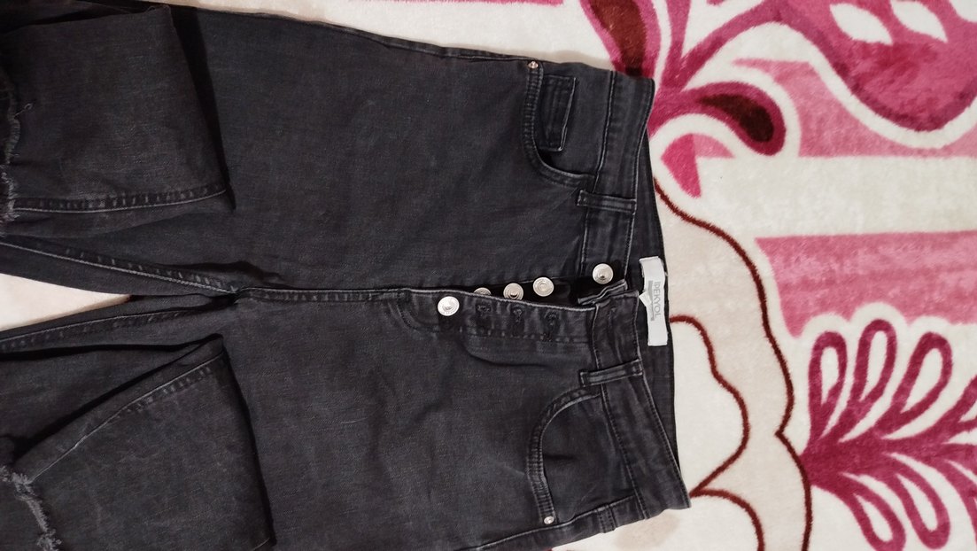 Düğmeli Siyah Regular Fit Kadın Jean - Görsel 3