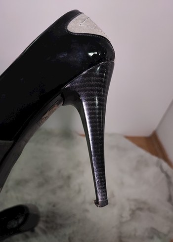 Siyah Gri Platform Topuklu Ayakkabı - Görsel 6