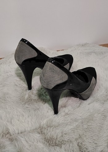 Siyah Gri Platform Topuklu Ayakkabı - Görsel 4