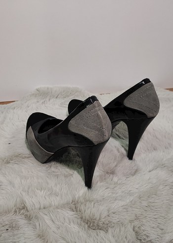 Siyah Gri Platform Topuklu Ayakkabı - Görsel 5